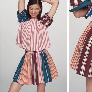 Maeve Taffeta Striped A-line Mini Skirt